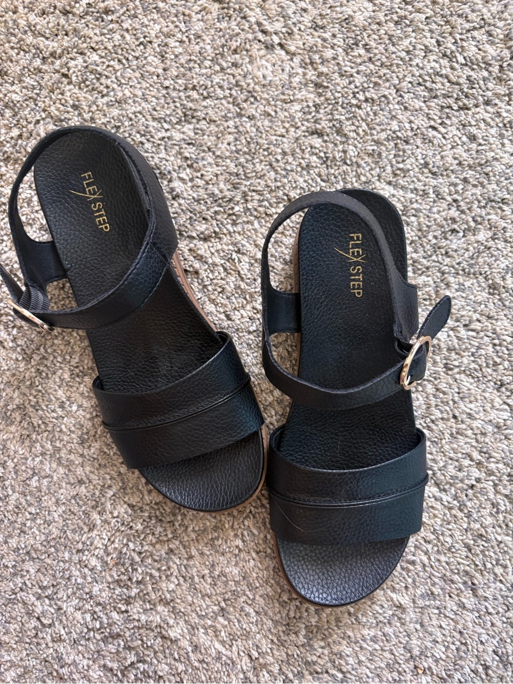 Black Two-Strap Women's Sandals with Buckle